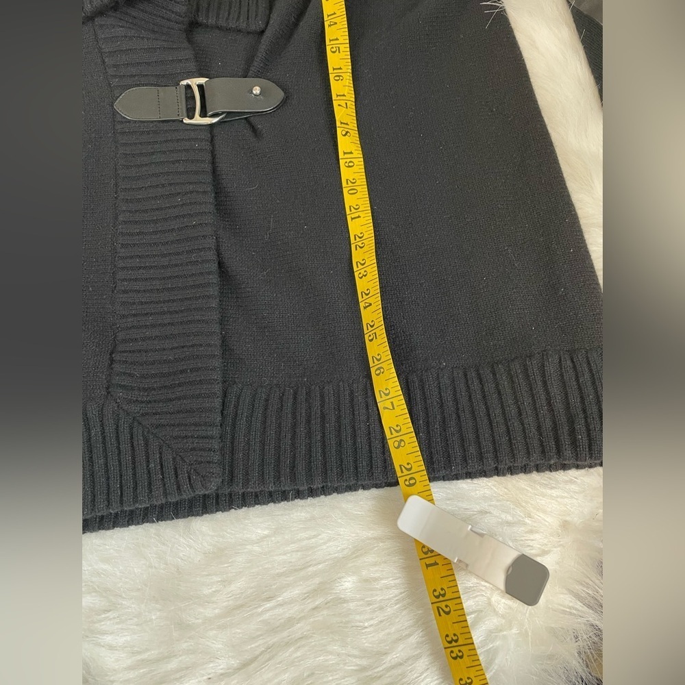 Ralph Lauren wool cashmere leather belted cardigan black large - Picture 12 of 15